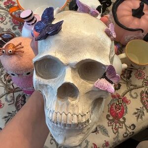 Skull with butterflies Halloween decor